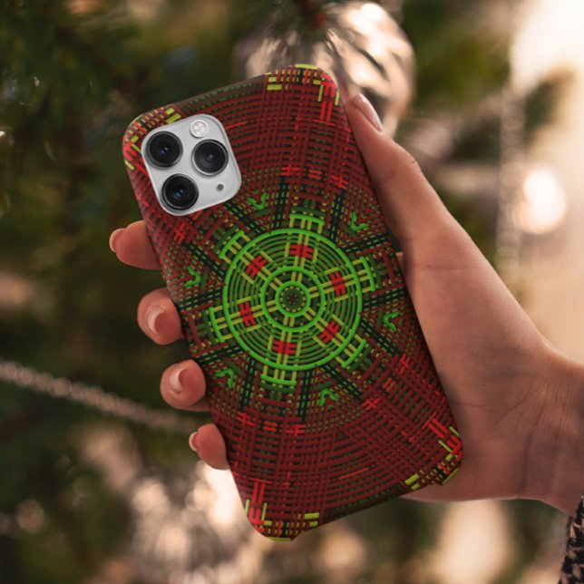 Capa Para iPhone 11 Weave Mandala Red e Green (Criador carregado)