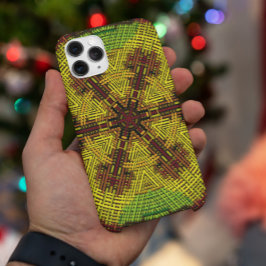 Capa Para iPhone 11 Weave Mandala Red Yellow e Green