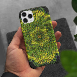 Capa Para iPhone 11 Weave Mandala Verde Amarelo e Negro