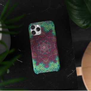 Capa Para iPhone 11 Weave Mandala Verde Azul e Vermelho