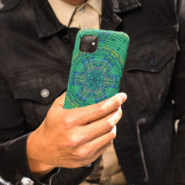 Capa Para iPhone 11 Weave Mandala Verde e Azul