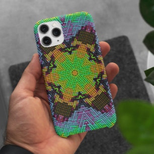 Capa Para iPhone 11 Weave Mandala Verde Laranja e Roxo