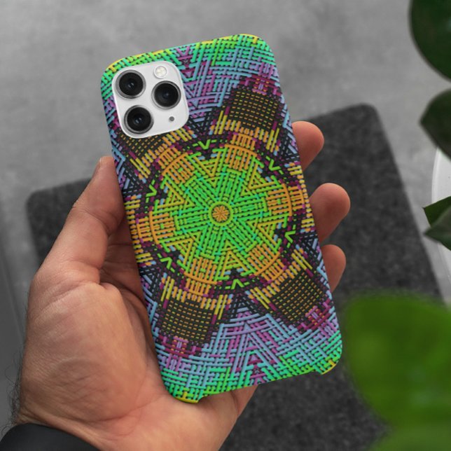 Capa Para iPhone 11 Weave Mandala Verde Laranja e Roxo (Criador carregado)