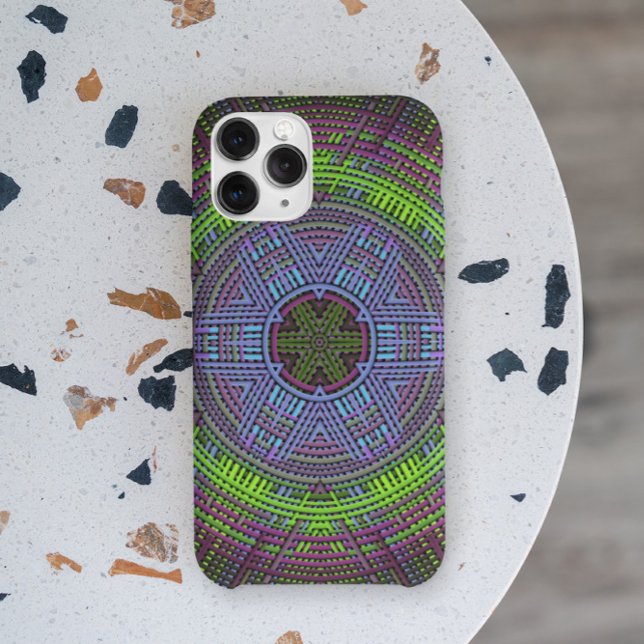 Capa Para iPhone 11 Weave Mandala Verde Roxo e Azul (Criador carregado)