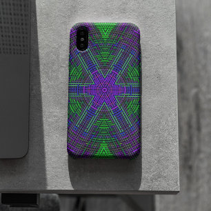Capa Para iPhone 11 Weave Mandala Verde Roxo e Azul