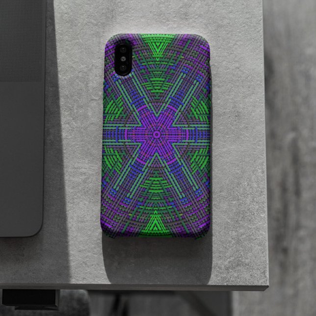 Capa Para iPhone 11 Weave Mandala Verde Roxo e Azul (Criador carregado)