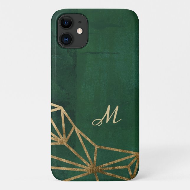 Capa Para iPhone 11 Web da selva Dourada e verde (Verso)