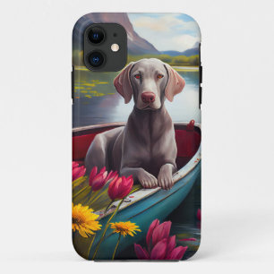 Capa Para iPhone 11 Weimaraner em uma Canoa: Uma Aventura Cênica