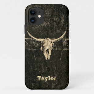 Capa Para iPhone 11 Western Bull Crânio País Sepia Black Russo Antigo 