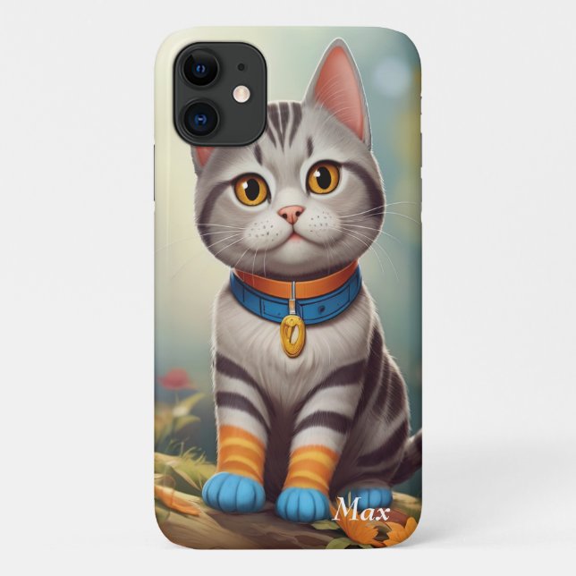 Capa Para iPhone 11 Whimsland Woodland America Shorthair Cat (Verso)