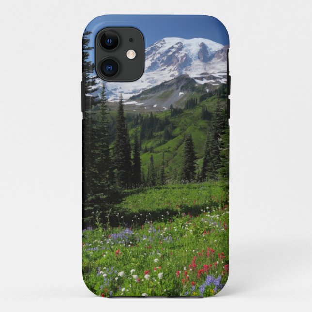 Capa Para iPhone 11 Wildflowers no Monte Rainier (Verso)