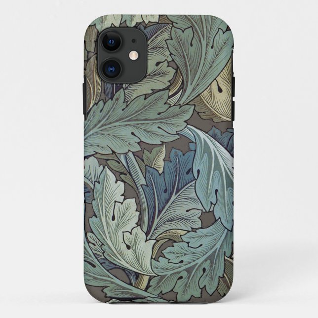 Capa Para iPhone 11 William Morris Acanthus Sage Flower Floral Botânic (Verso)