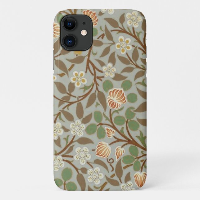 Capa Para iPhone 11 William Morris Clover Flor Botânica (Verso)