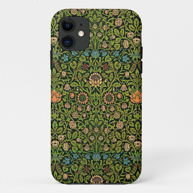 Capa Para iPhone 11 William Morris - Columbine, verde-escuro, (Verso)