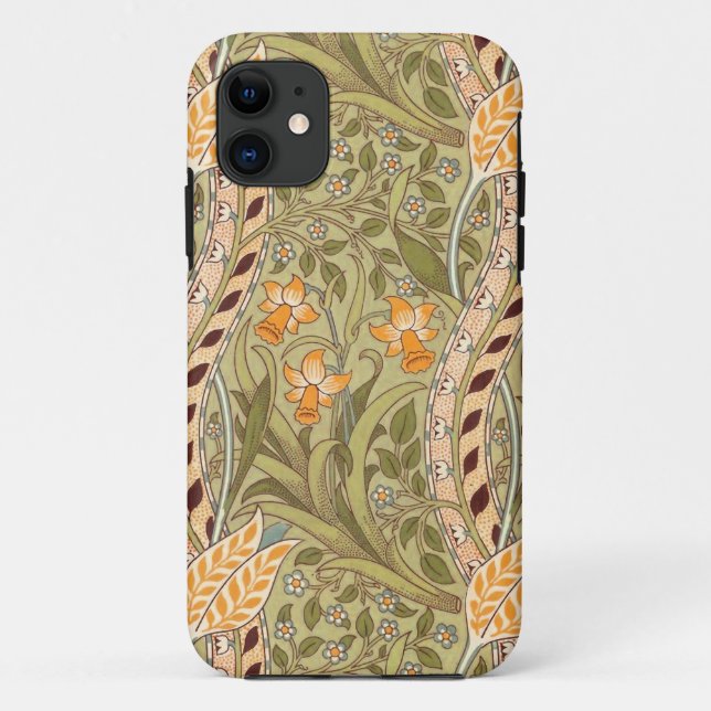 Capa Para iPhone 11 William Morris Daffodil Garden Flower Classic Bota (Verso)