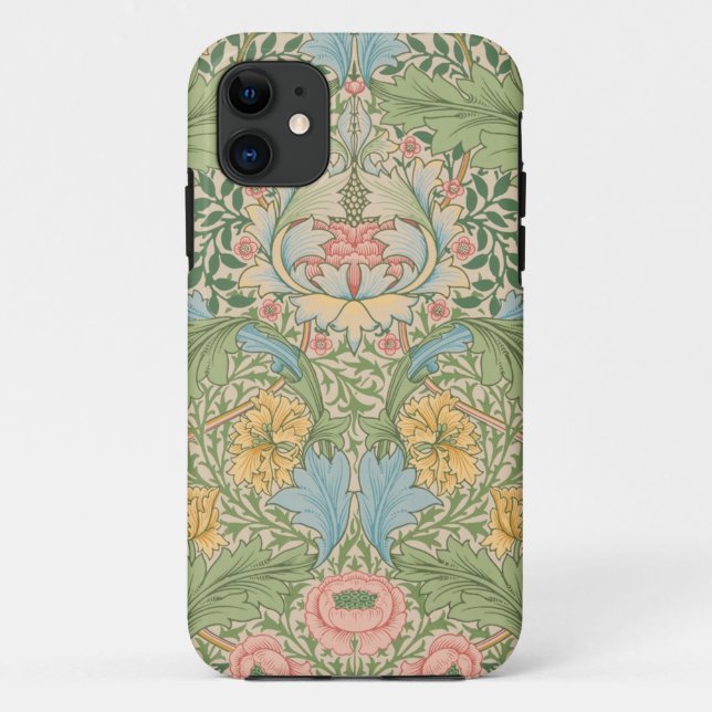 Capa Para iPhone 11 William Morris Flor de Murta Floral Botânico (Verso)