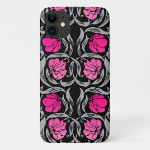 Capa Para iPhone 11 William Morris Pimpernel, Fuchsia Pink e Black
