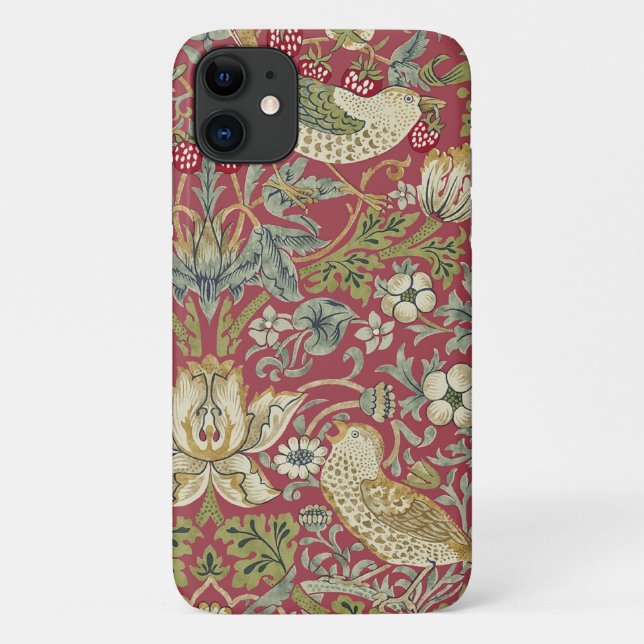 Capa Para iPhone 11 William Morris Strawberry Thief Têxtil (Verso)