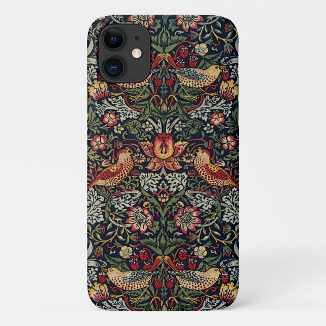 Capa Para iPhone 11 William Morris Strawberry Thief Têxtil (Verso)