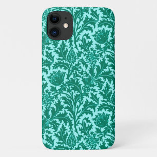 Capa Para iPhone 11 William Morris Thistle Damask, Turquoise e Aqua