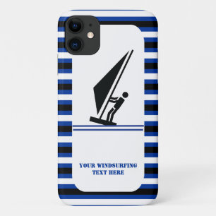 Capa Para iPhone 11 Windsurfer com conselho de faixas azuis