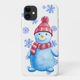Capa Para iPhone 11 Winter Snowman e Snowflakes