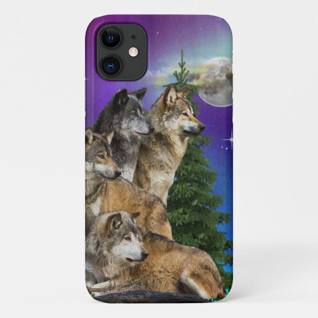 Capa Para iPhone 11 Wolf e Moon (Verso)