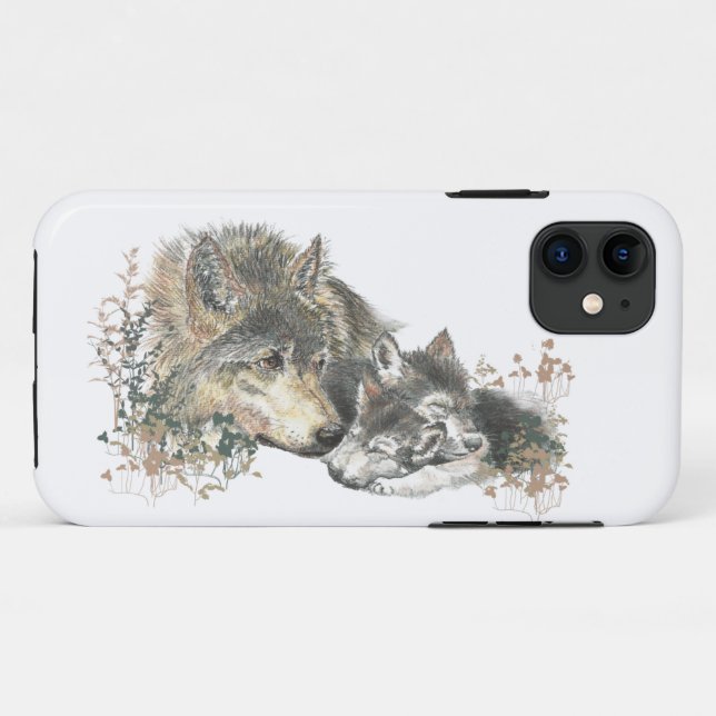 Capa Para iPhone 11 Wolf Watercolor Mãe ou Pai (Verso (horizontal))