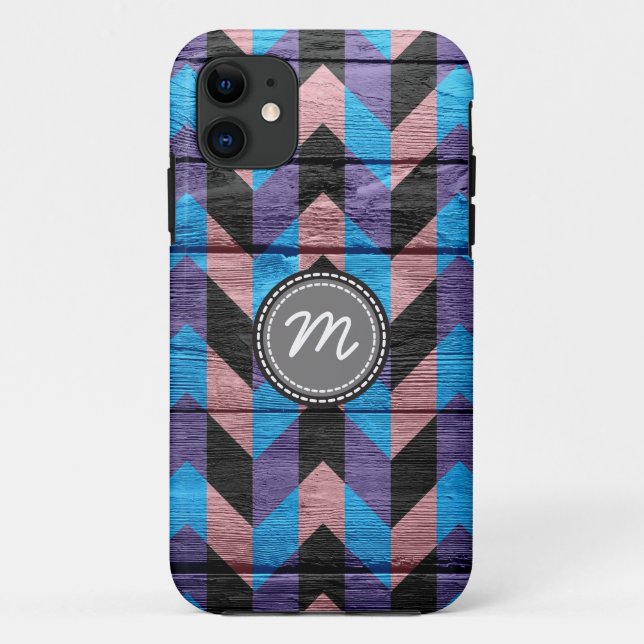 Capa Para iPhone 11 Wood aztec Chevron (Verso)
