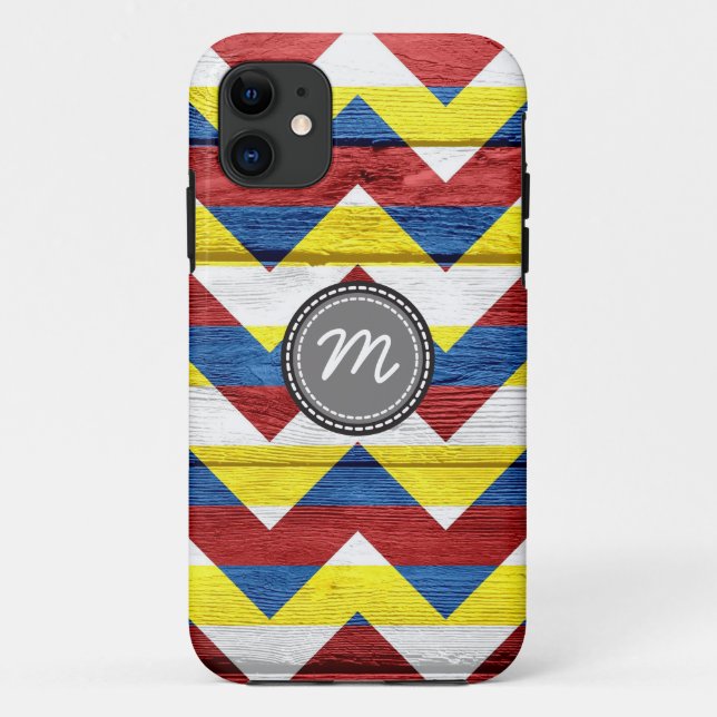 Capa Para iPhone 11 Wood aztec chevron zig zag padrão #8 (Verso)