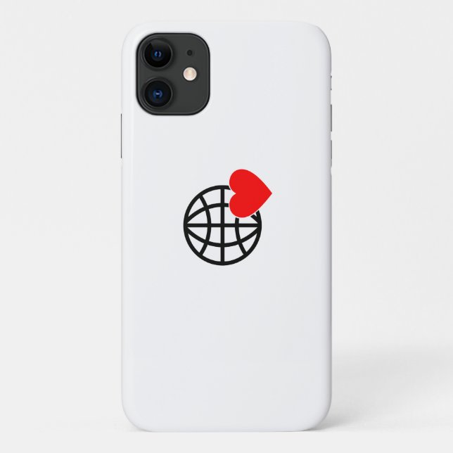 Capa Para iPhone 11 World Love Globe Icon | Heart Earth Summer Design (Verso)
