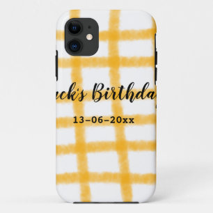 Capa Para iPhone 11 xadrez amarelo e preto adicionar nome data anivers