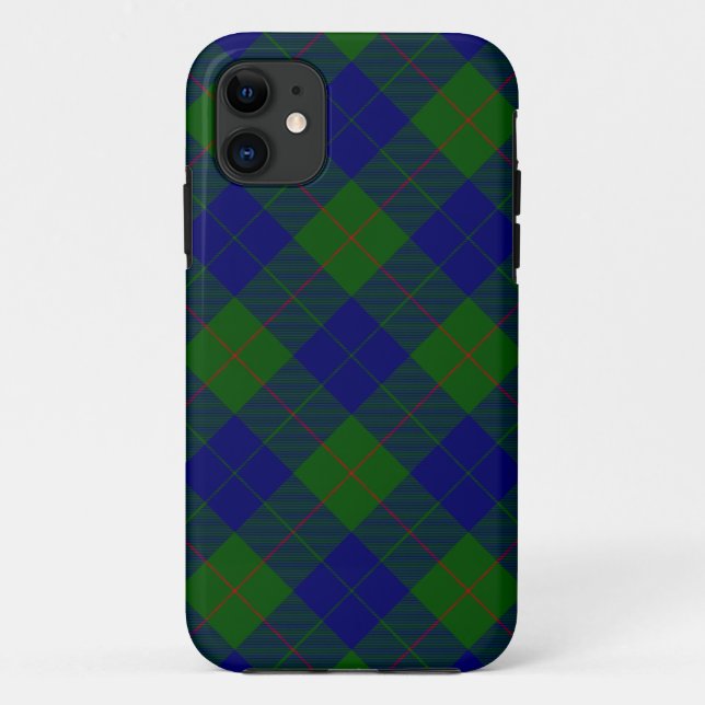 Capa Para iPhone 11 Xadrez azul-tartã-barclay (Verso)