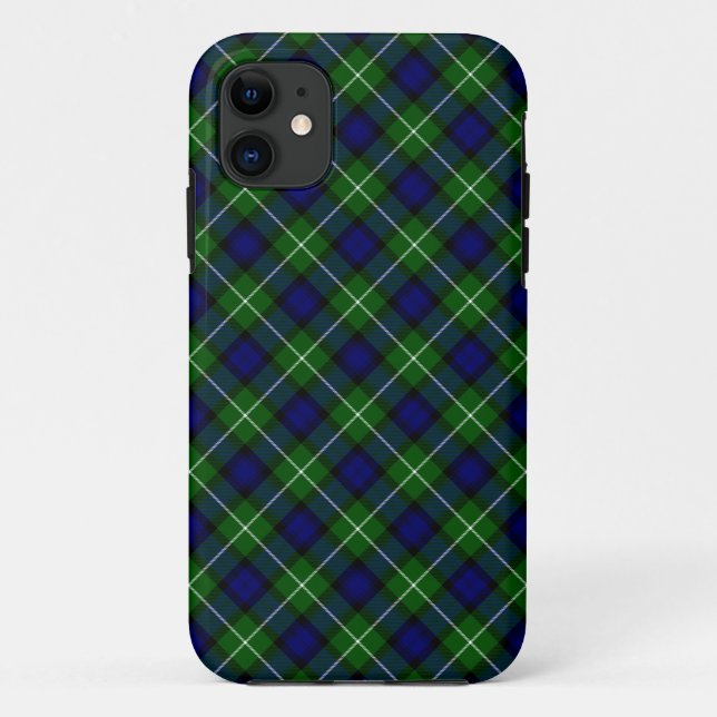 Capa Para iPhone 11 Xadrez azul-tartan (Verso)