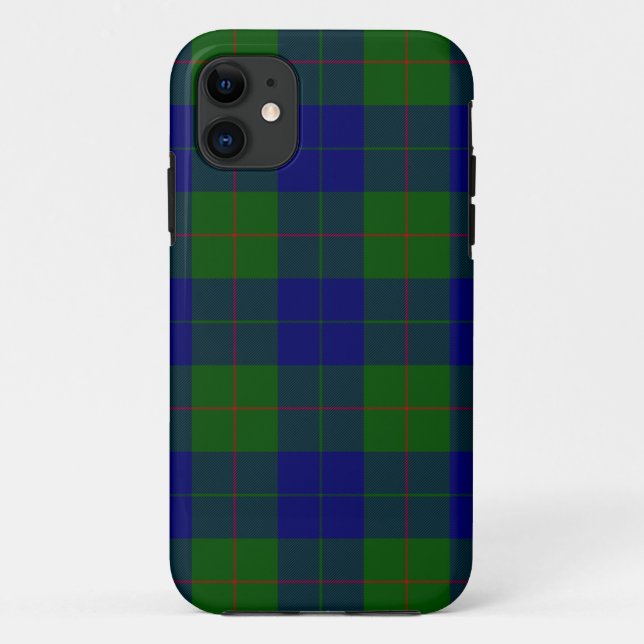 Capa Para iPhone 11 xadrez azul verde tartan Barclay (Verso)