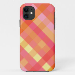 Capa Para iPhone 11 Xadrez cor-de-rosa e alaranjada