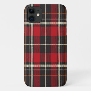Capa Para iPhone 11 Xadrez de inverno de Natal Vermelho e Negro
