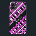 Capa Para iPhone 11 Xadrez em rosa, preto e Cinza Personalizar nome<br><div class="desc">Uma reviravolta moderna na xadrez em tons de rosa,  cinza,  preto e branco. Personalize o nome para atender às suas necessidades!</div>