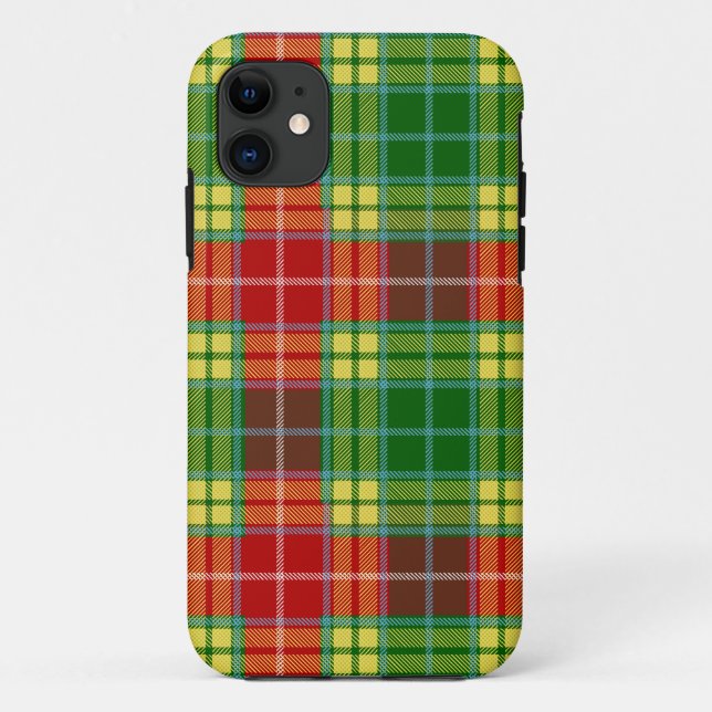 Capa Para iPhone 11 Xadrez Escocesa Clan Buchanan Tartan (Verso)