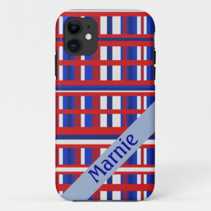 Capa Para iPhone 11 Xadrez Patriot Vermelho Branco e Azul