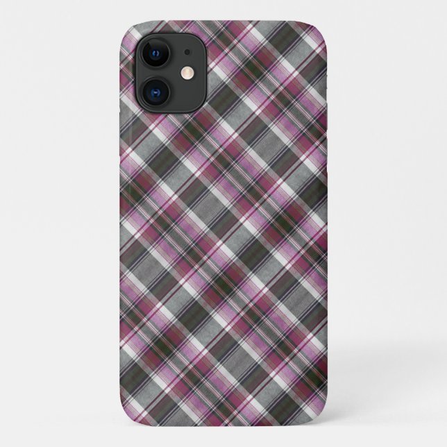 Capa Para iPhone 11 Xadrez roxa e Cinza (Verso)
