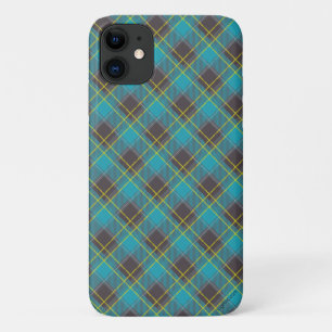 Capa Para iPhone 11 Xadrez Tartan Blue Yellow Cinza Trendent
