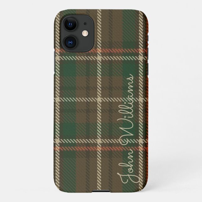 Capa Para iPhone 11 Xadrez TARTAN Personalizada Nome Manuscrito Modern (Verso)