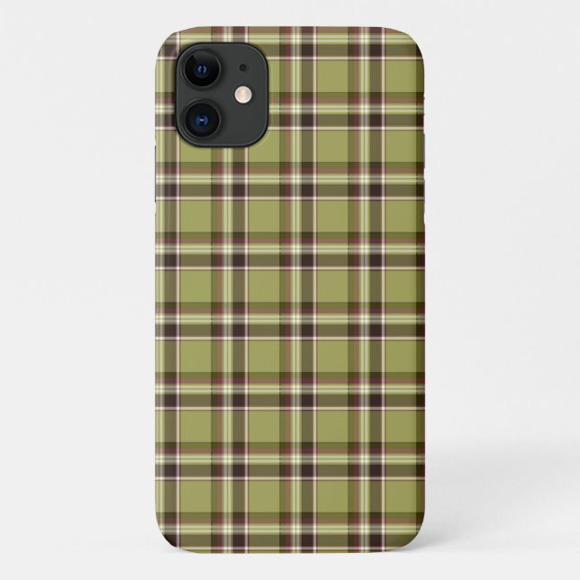 Capa Para iPhone 11 Xadrez verde-clara e roxa (Verso)