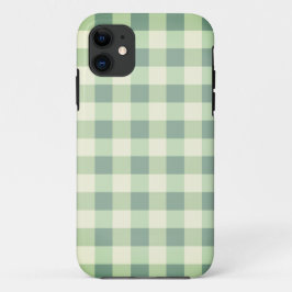 Capa Para iPhone 11 Xadrez Verde e Branco Gingham Bonito