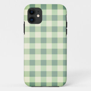 Capa Para iPhone 11 Xadrez Verde e Branco Gingham Bonito