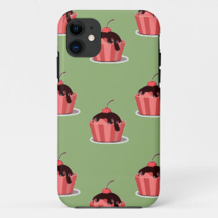 Capa Para iPhone 11 Xícaras cor-de-rosa com sorvete verde