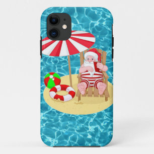Capa Para iPhone 11 xmas Beach santa claus