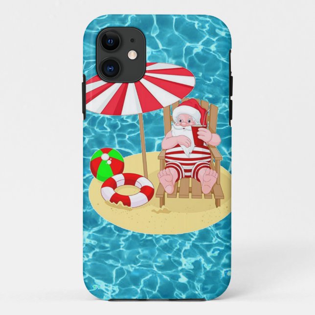 Capa Para iPhone 11 xmas Beach santa claus (Verso)