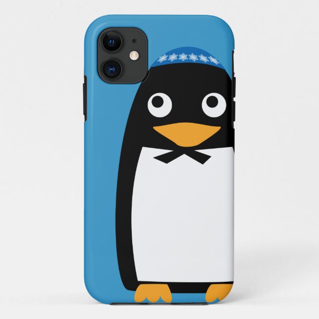 Capa Para iPhone 11 Yarmulke judaico feliz do pinguim de Hanukkah (Verso)